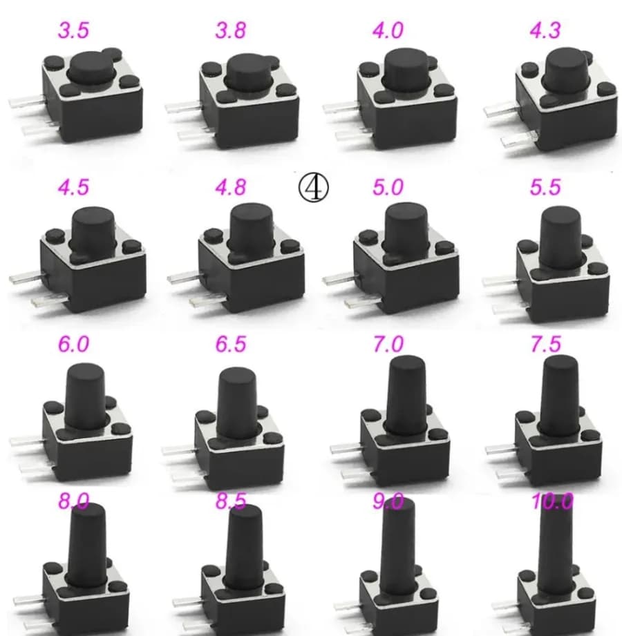 10шт. Микро Кнопка тактовый переключатель, 4,5x4,5x3,5мм DIP SMD